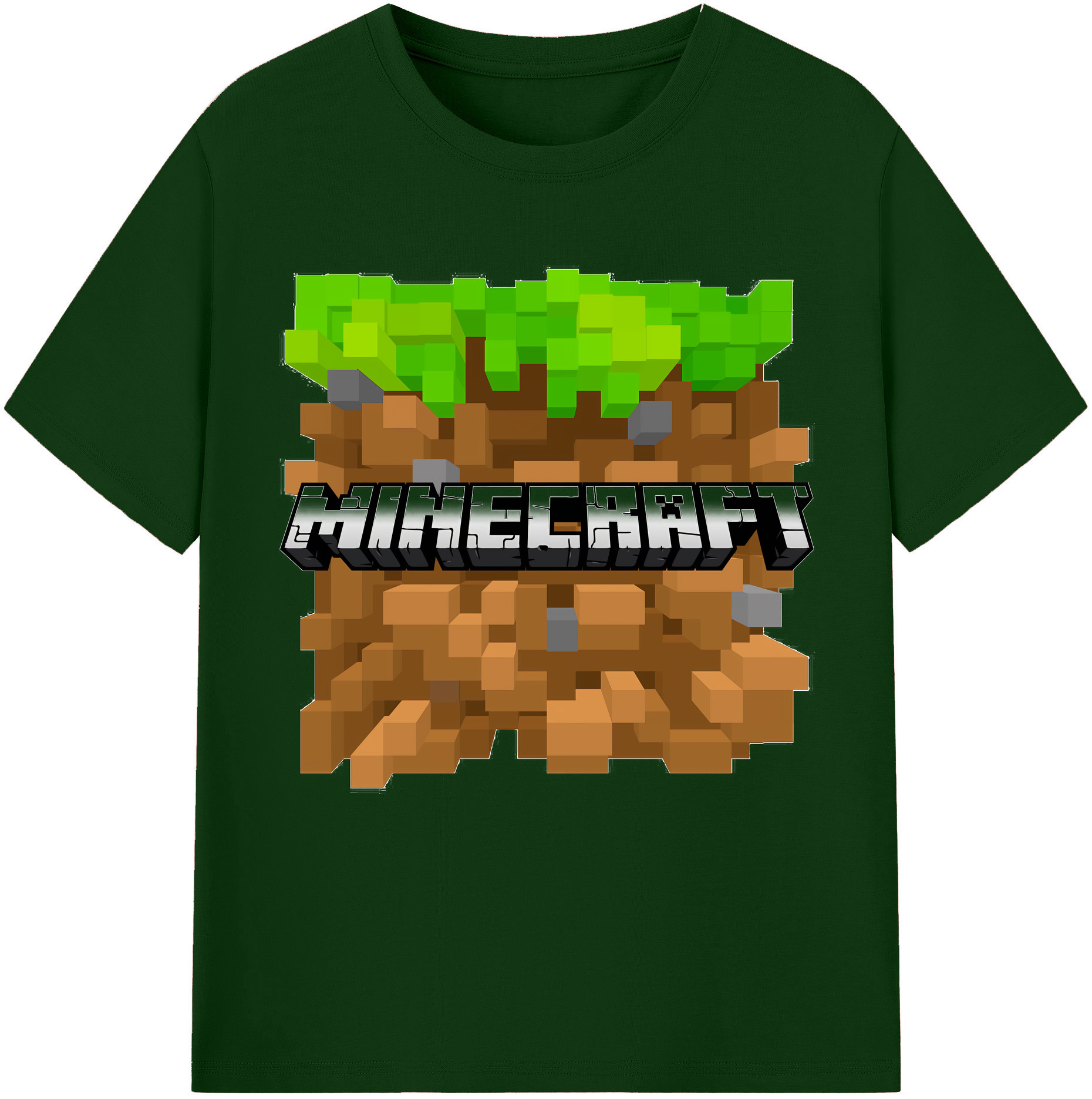 （画像用） マインクラフト ブロックの世界 Minecraft MC Block world 綿100％半袖Tシャツ（フロントプリント）